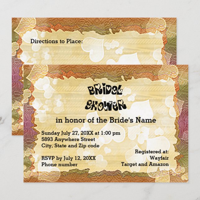 Rustikales Brautparty für Herbstwärme und Bilder Einladung (Vorne/Hinten)