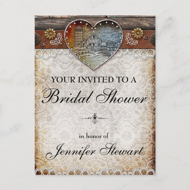 Rustikales Brautparty für Stallungen Postkarte (Vorderseite)