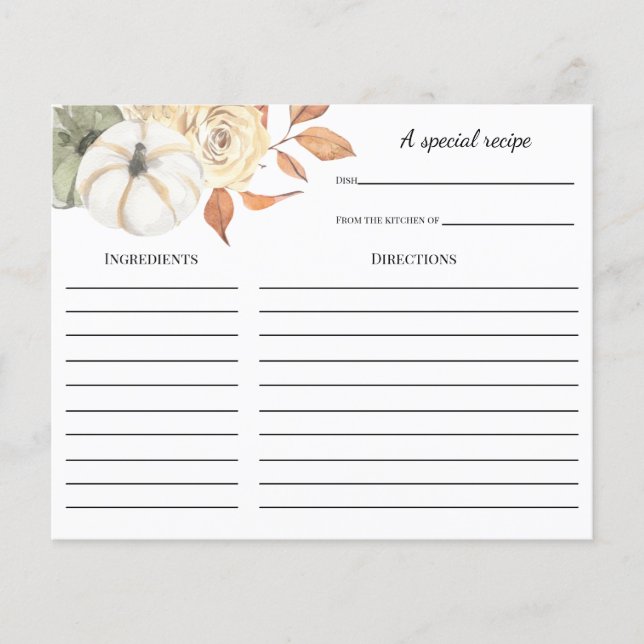 Rustikales Brautparty Kürbiskugel Rezept Karte (Vorderseite)