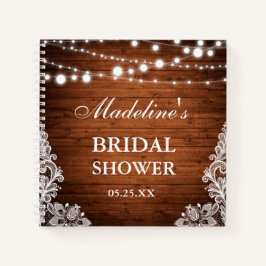 Rustikales Brautparty Lace Lights - Geschenkliste Notizbuch