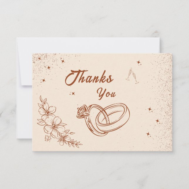 Rustikales Brautparty mit Blumenmuster Dankeskarte (Vorderseite)