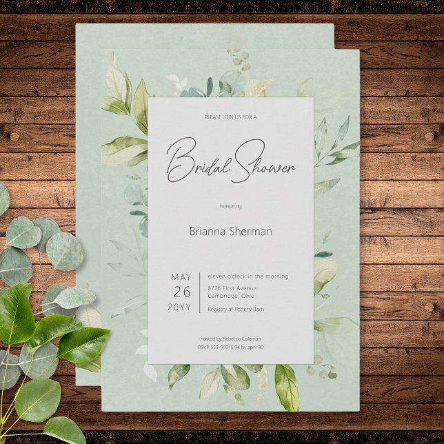 Rustikales Brautparty Naturpark Einladung (Rustic Sage Natural Greenery Bridal Shower Invitation)