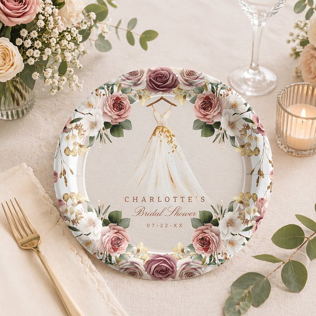 Rustikales Brautparty Papier Teller (Fall Floral Bridal Shower Paper Plates)