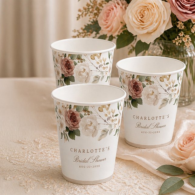 Rustikales Brautparty Pappbecher (Paper cups)