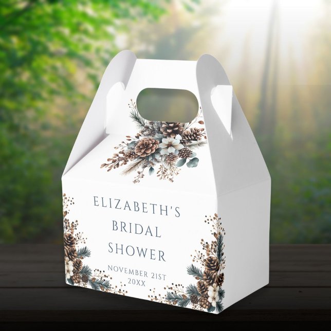 Rustikales Brautparty Pinecones Forest Geschenkschachtel (Rustic Floral Pinecones Forest Bridal Shower Favor Boxes)