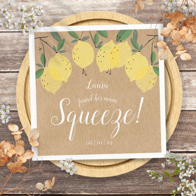 Rustikales Brautparty Serviette (Rustic Main Squeeze Lemons Bridal Shower Napkins)