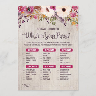 Rustikales Brautparty-Spiel Was ist in deiner Hand Einladung