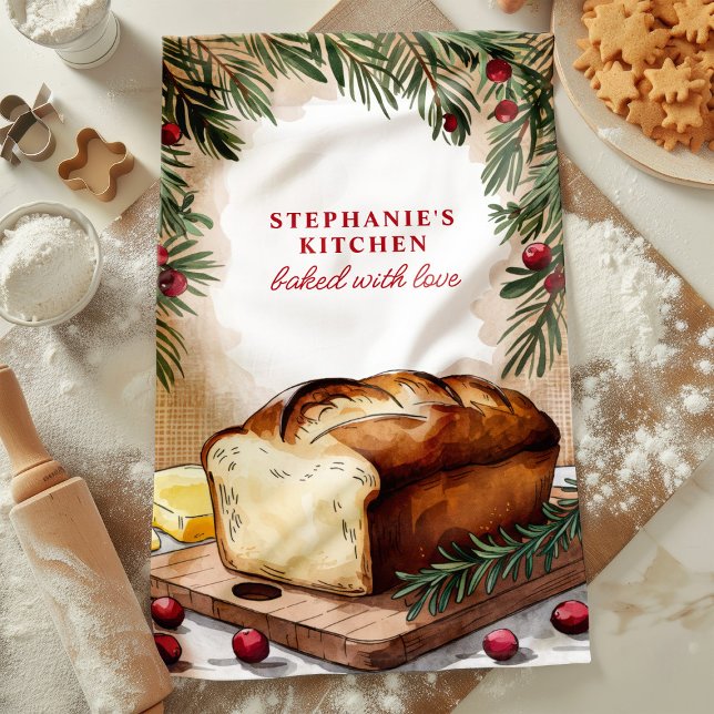 Rustikales Brot Loaf Personalisierte Weihnachten Geschirrtuch (Von Creator hochgeladen)
