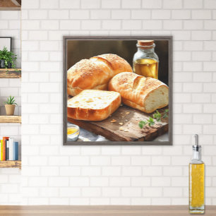 Rustikales Brot und Olivenöl Kunst, Dichtung und M Leinwanddruck