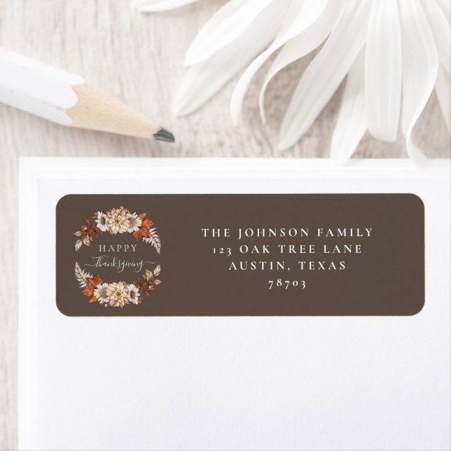 Rustikales Brown Fall Floral Happy Thanksgiving (Insitu)
