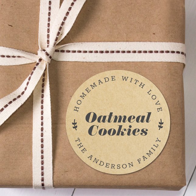 Rustikales Brown Kraft Holiday Baking Geschenk Runder Aufkleber (Von Creator hochgeladen)