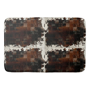 Rustikales Brown Patchwork Cowhide Badematte