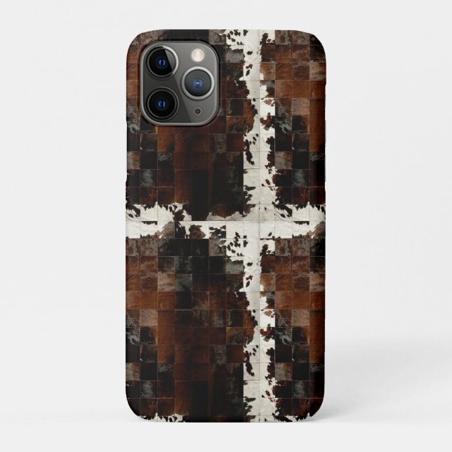Rustikales Brown Patchwork Cowhide Case-Mate iPhone Hülle (Rückseite)