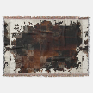 Rustikales Brown Patchwork Cowhide Decke