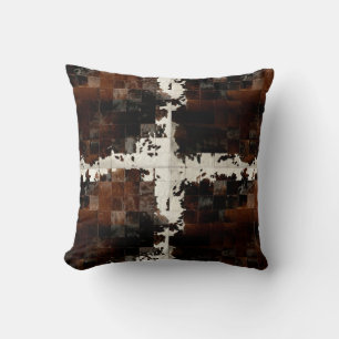 Rustikales Brown Patchwork Cowhide Kissen