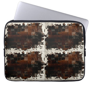 Rustikales Brown Patchwork Cowhide Laptopschutzhülle