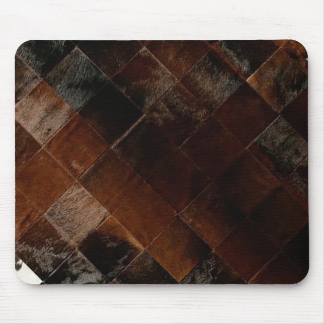 Rustikales Brown Patchwork Cowhide Mousepad (Vorne)