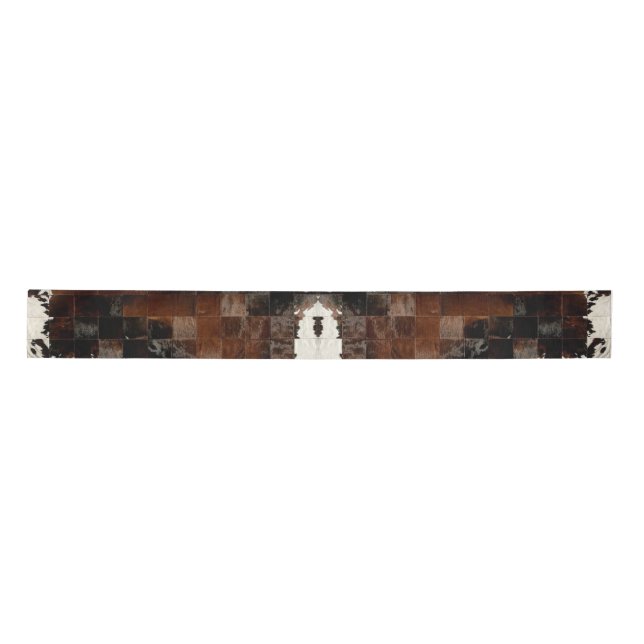 Rustikales Brown Patchwork Cowhide Satinband (Vorderseite)