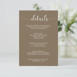 Rustikales Brown Simple Calligraphy Modern Wedding Begleitkarte