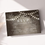 Rustikales Brown Tree String Lights Wedding RSVP<br><div class="desc">Vervollständigen Sie Ihre Hochzeitssuite mit diesem rustikalen Braun-Baumsaitenweih-Lights Woodland Wedding RSVP. Die RSVP-Karte mit einem zauberhaften, rustikal-braunen Baum und traumhaften Saitenlichtern ergänzt perfekt Ihr Lieblings- und Hochzeitsthema im Wald oder im Freien. Das ätherische Design erweckt die Schönheit der Natur und fügt Ihrem besonderen Tag eine Touch von Launen hinzu. Personalisieren...</div>