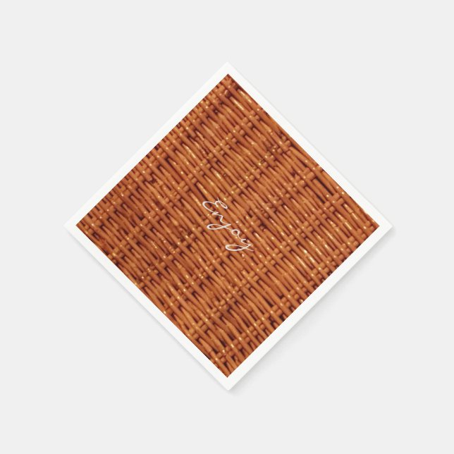 Rustikales Brown Wood Wicker Picnic Basket Funny Serviette (Ecke)