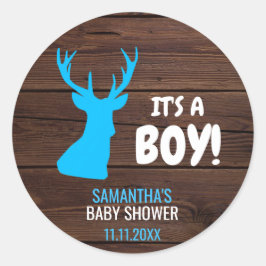 Rustikales Buck Deer Boy Thema Babydusche Umschlag Runder Aufkleber