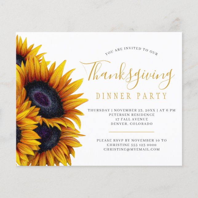 Rustikales Budget Erntedank Dinner Party Einladung (Vorderseite)