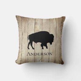 Rustikales Buffalo Bison on Wood Kissen