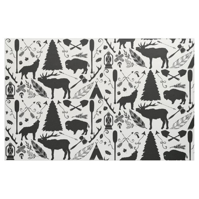 Rustikales Buffalo Deer Arrows wolf Woodland Muste Stoff (Fat Quarter (45,7 x 55,9 cm))