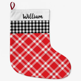 Rustikales Buffalo Kariert Black&Red Individuelle  Großer Weihnachtsstrumpf