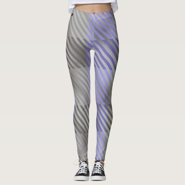 Rustikales Buffalo Kariert Blue Gray Streifen Leggings (Vorderseite)