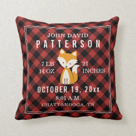 Rustikales Buffalo Kariert Fox Baby Birth Stats Ki Kissen