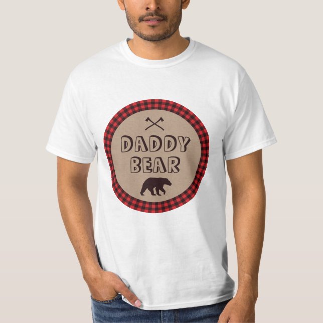 Rustikales Buffalo Kariert Lumberjack Dusche Daddy T-Shirt (Vorderseite)