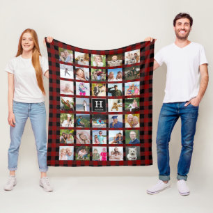 Rustikales Buffalo Kariert Monogramm Fotolack Rot Fleecedecke