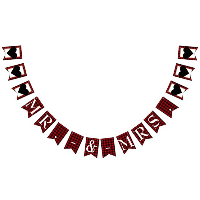 Rustikales Buffalo Karierter Landsitz Frau Wedding Wimpelkette (Alle)