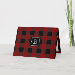 Rustikales Buffalo Kariertes Mit Monogramm Initial Karte