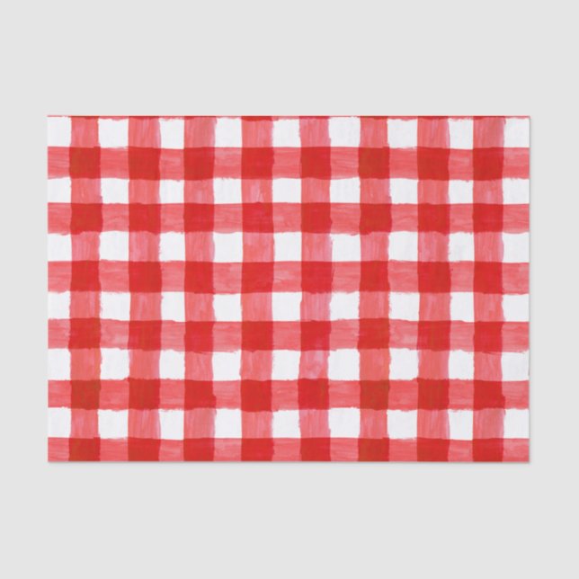 Rustikales Buffalo Karo Rot und Weißes Tissue Pape Seidenpapier (Vorderseite)