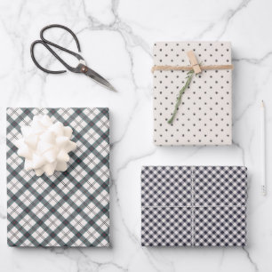 Rustikales Büffel-Karo-Muster drei passend Geschenkpapier Set