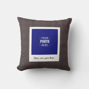 Rustikales Büffel-Karo-Polaroid-Foto individuell Kissen