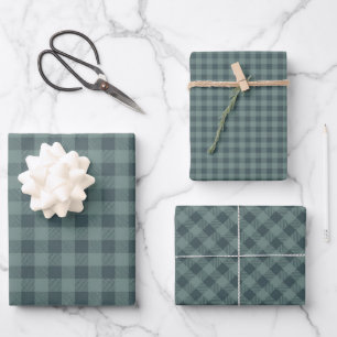 Rustikales Büffel-Karo-Schottenmuster Geschenkpapier Set