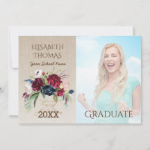 Rustikales Burgund Blume Burlap Foto Abschluss