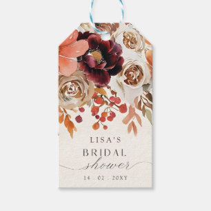 Rustikales Burgund Floral Fall Brautparty Geschenkanhänger