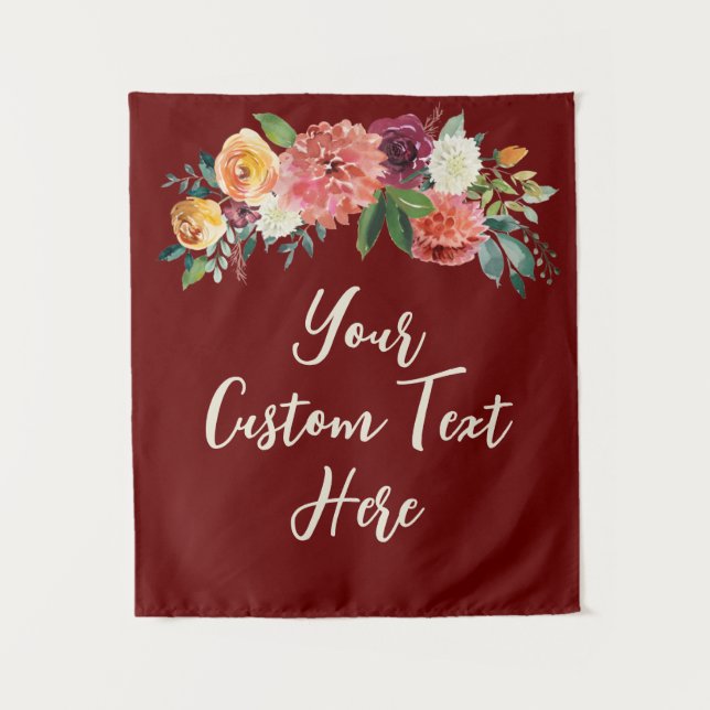 Rustikales Burgund-Foto-Prop-Hochzeitstag im Hinte Wandteppich (Vorderseite)