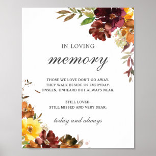 Rustikales Burgund Gelb Floral In Loving Memory  Poster
