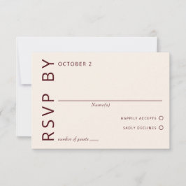 Rustikales Burgund Minimalistisch Moderne Hochzeit RSVP Karte
