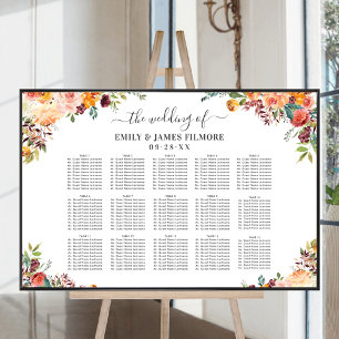 Rustikales Burgund Peach Fall Blumensitze Poster