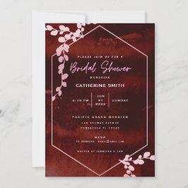 Rustikales Burgund Pink Floral Brautparty Einladung