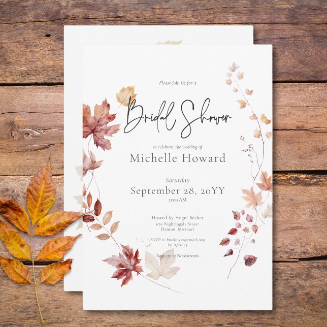 Rustikales Burgund & Rust Herbstlaubs Brautparty Einladung (Rustic Burgundy & Rust Fall Leaves Bridal Shower Invitation)