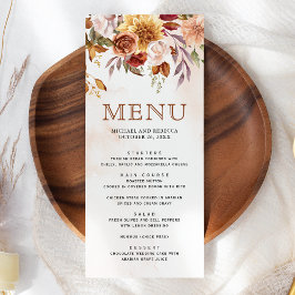 Rustikales Burgund Terracotta Hochzeit Menükarte
