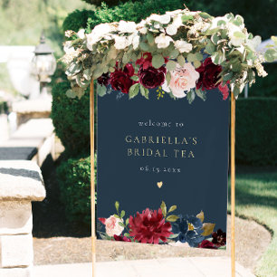 Rustikales Burgund und florales Bridal Tee der Mar Poster